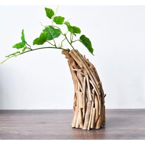 Nordic Creative Handmade Wooden Vase Crafts Home Living Room Desktop Flower Arrangement Container Garden Decor Dried Flower Vase