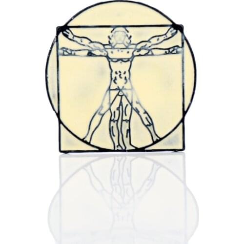 Uomo vitruviano enamel brooch pin Da Vinci painting sketch metal brooches pins for men women jewelry gifts