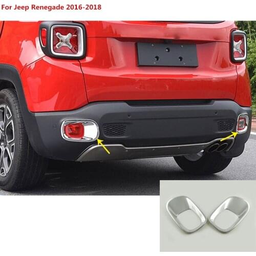 Top quality For Jeep Renegade 2016 2017 2018 car body ABS Chrome cover trim back tail rear fog light lamp frame stick parts 2pcs