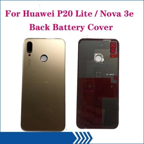 5.84" Back Cover For Huawei P20 Lite Back Battery Cover Nova 3e Rear Glass Door Housing Case Battery Cover With Lens + Adhesive