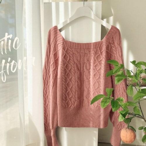 Korean Women Clothing 2021 Autumn and Winter Loose Bubble Sleeve Sweater Blusas Female Top Sweater Solid Black Elegantes 1094