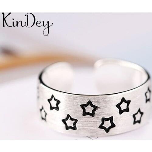 Korean Style Vintage Big Star Ring For Women Antique Silver Color Knuckle Rings Boho Jewelry Anillos