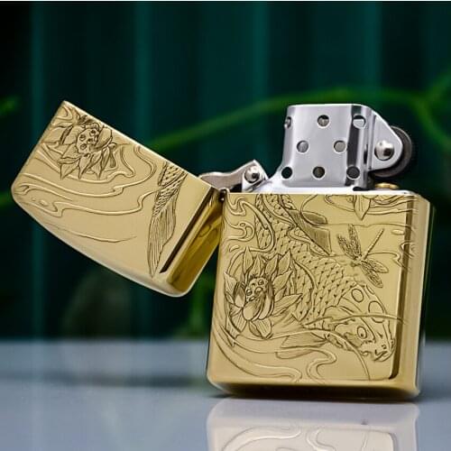 ZORRO Lucky carp Kerosene gasoline petroleum oil Cigarette lighter Portable Brass Men Smoking tool gadget (Handmade 4 to 7 day)