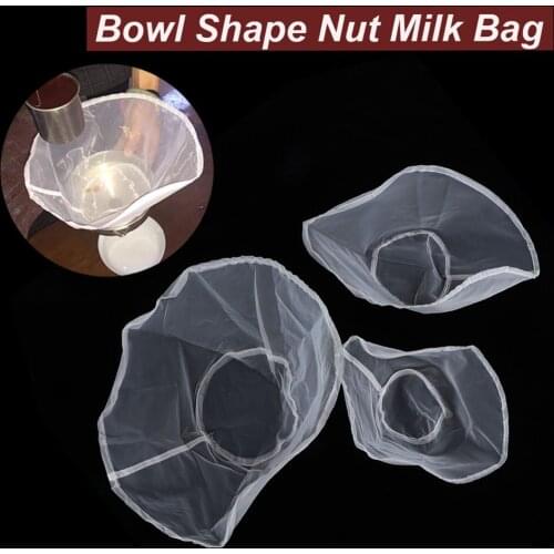 1Pc Reusable Fine Mesh Nylon Filter Bag Nut Milk Wine Strainer Juice Soymilk Bowl Shape Food Coffee Filter Cheese Cloth Cooking