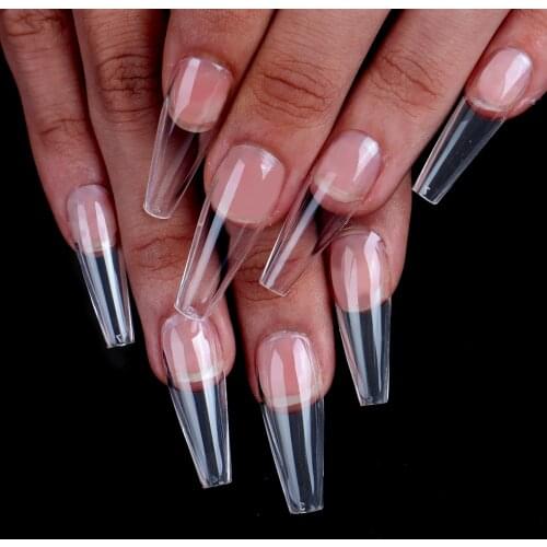 100pcs/box Long Nail Full Cover Fake Nail Artificial Press On Ballerina Transparent False Coffin Nails Art Tips Manicure Tool
