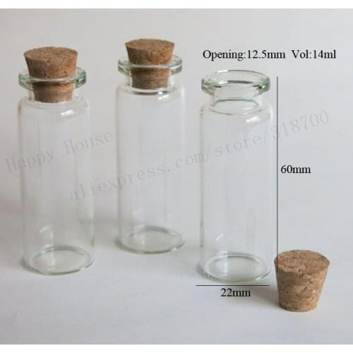 1000pcs/lot 14ml glass container with wood cork clear color crimp neck glass container decorative bottle craft bottle