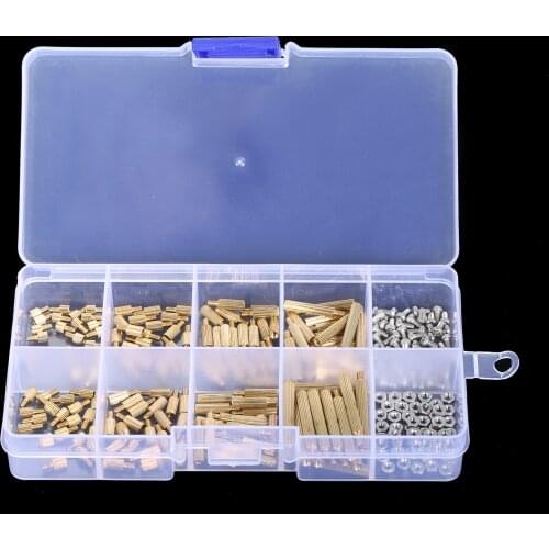 260-Piece M2 Male and Female Hex Brass Spacers Assortment Kit Motherboard Standoffs with Screws and Nuts for PCB Computer Case