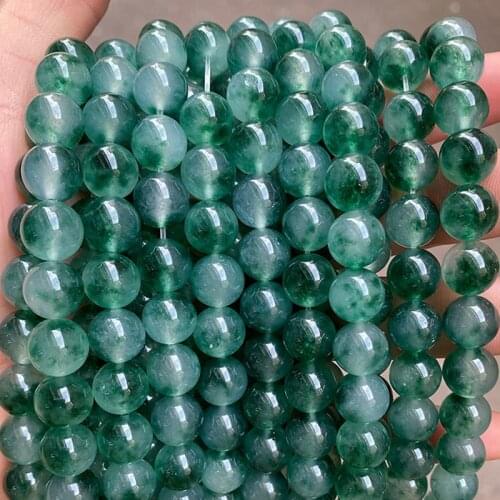 4/6/8/10/12mm Natural Stone Sea Water Grass Chalcedony Beads DIY Round Loose Bead For Jewelry Making Bracelet Necklace 15