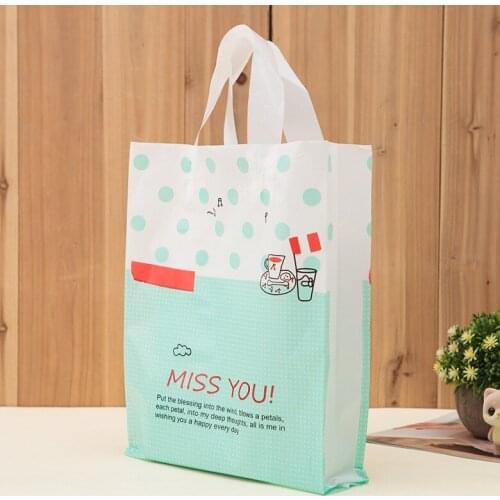 50pcs Classic plastic bags Portable Gift Bags DIY MISS YOU Tote Bags Lovely Clothing Bag Party Wedding Shopping Supplies Gifts