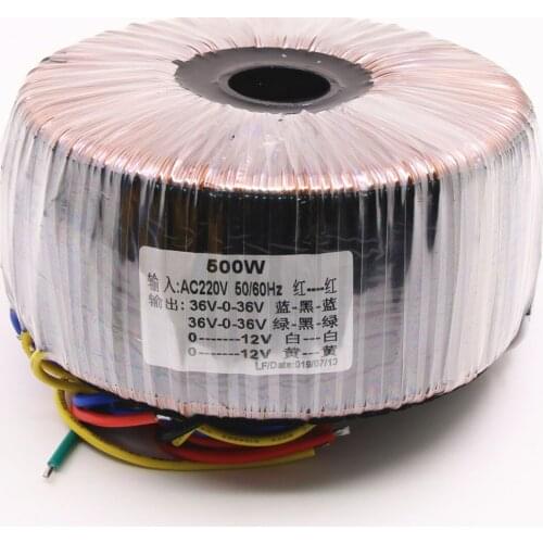 500W pure copper toroidal transformer Output: 36V-0-36V 36V-0-36V 12V-0 12V-0 Amplifier audio power supply transformer