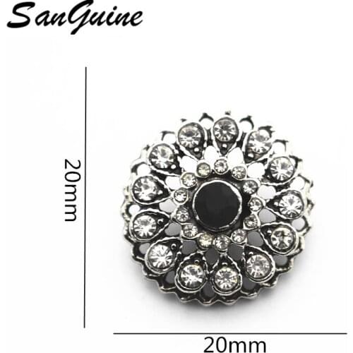 6pcs/lot New Snap Jewelry For Women Crystal Flower Rose Gold Metal 18mm Snap Buttons Fit Ginger 18mm 20mm Snap Bracelet Bangle