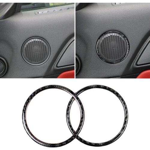 80% HOT SALES！！！2Pcs Car Carbon Fiber Door Speaker Ring Stickers Fit for Ford Mustang 2015-2017