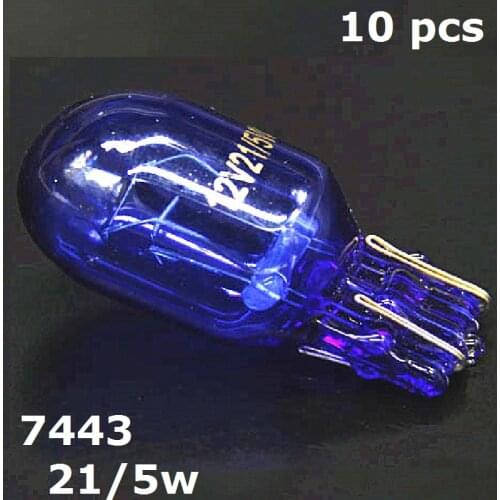10pcs W21/5W T20 580 natruel blue Glass 7443 12V 21/5W Bulb W3x16q Car Lamp