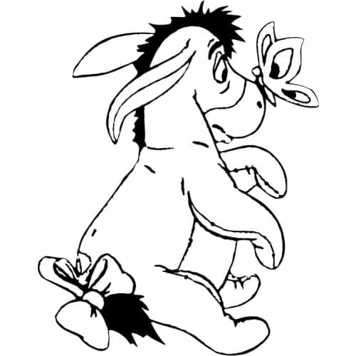 Car Sticker Lovely Donkey and Butterfly PVC Decals Black/silver 14.5cm * 18.3cm