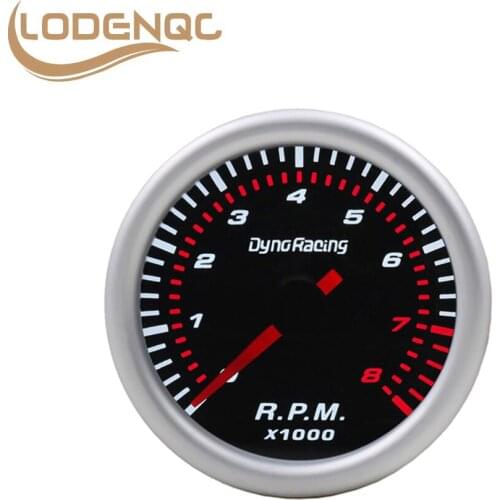 Lodenqc Car Meter 2'' 52mm Universal LED 0-8000 RPM Gauge Smoke Lens Auto Tachometer White