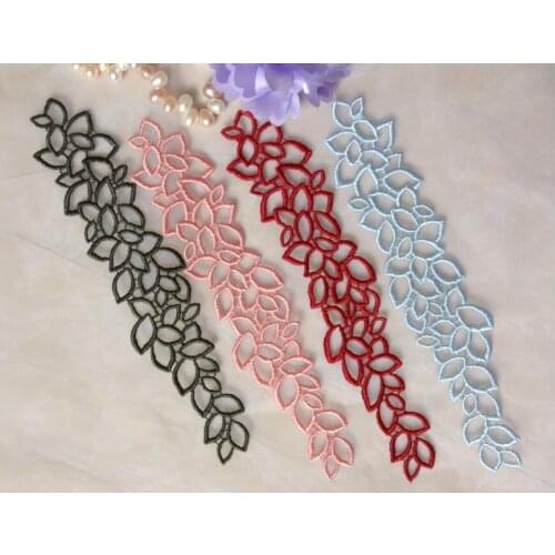 Free shipping high quality water soluble embroidery leaf lace applique,leaves blade pattern patches,XERY133730