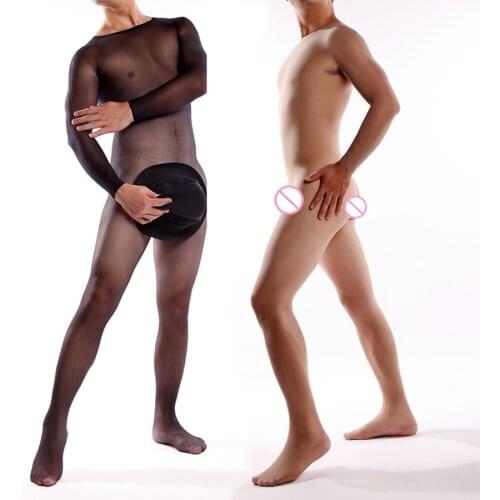 Bodyhose Mens Bodystocking With Penis Cover Sheath Smart Seamless Sexy Body Lingerie Spandex Bodysuit Men with Penis Pantyhose