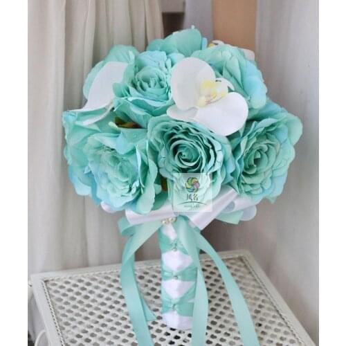 DIY New Style Handmade Blue&Red Rose Bouquet hand holding bouquet wedding photography props bride bouquet flower decoration