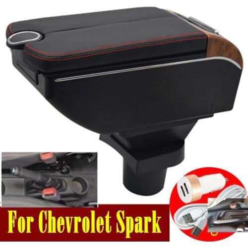 For Chevrolet Spark armrest box Double doors open 7USB Centre Console Storage Box Arm Rest