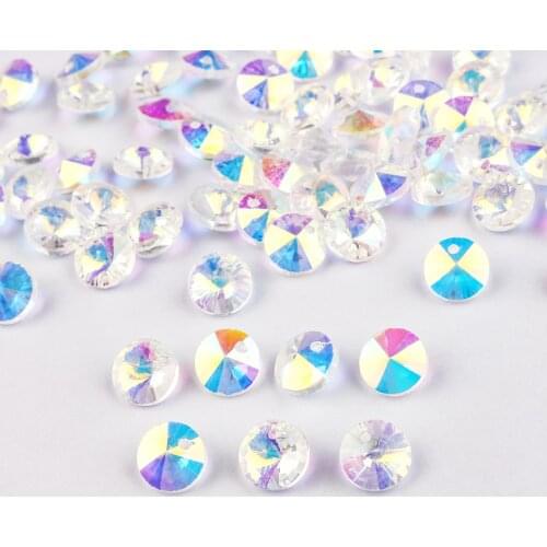 6/8/10/14mm Rivoli Crystal Pendants Pointed Back Glass Round Beads Fancy Stone for Jewelry Making Necklaces Earrings Accessories