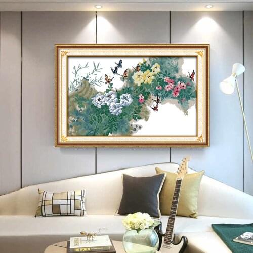 HUACAN Cross Stitch Flower Kits 11CT 14CT Cross-Stitch Flowers White Canvas DIY Embroidery Needlework Sets Gift Home Decoration