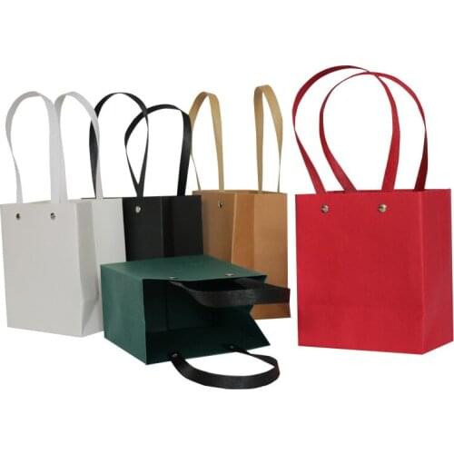 10Pcs/Lot Small Blank Kraft Paper Bag Colorful Cosmetic Clothing Bag With Handle Custom Festival Gift Bag Fresh Flowers Bags