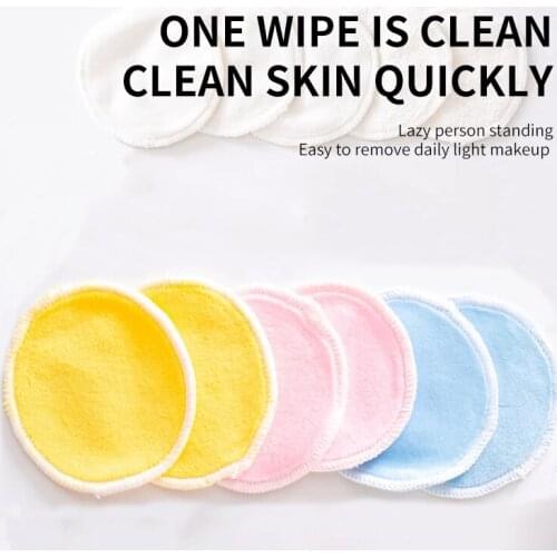 Reusable Bamboo Fiber Makeup Remover Pads 4pcs/Pack Washable Rounds Cleansing Facial Cotton Make Up Removal Pads Tool