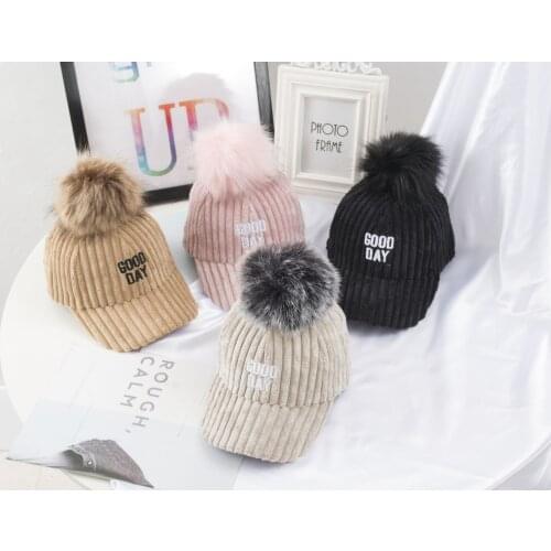 Fashion Kids Girls Boys Baseball Caps Letter Embroidery Corduroy Trucker Hat