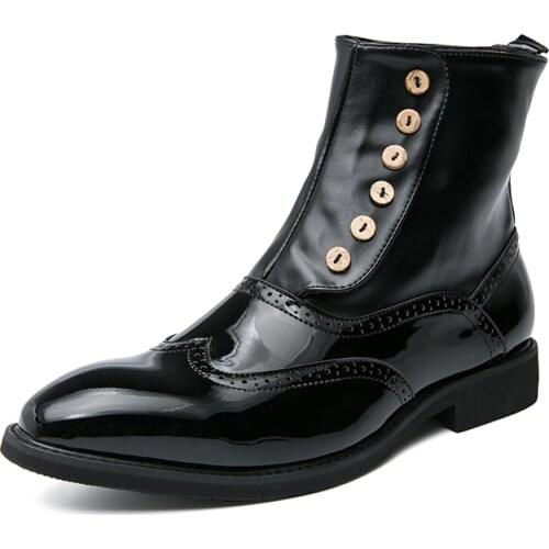 Jumpmore Leather Men Winter Mid-Calf Boots Handmade High Top Men Black Green Shoes Size 38-46