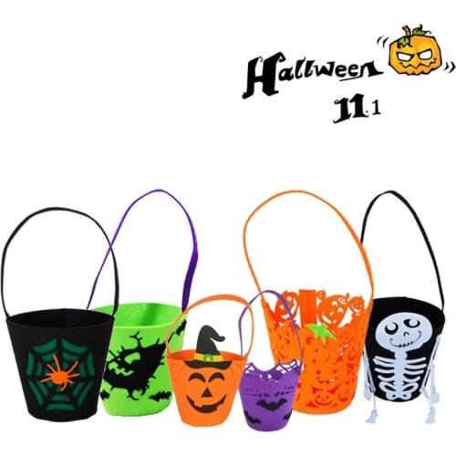 New Halloween Pumpkin bag Smile Ghost Pumpkin Witch Skeleton Halloween Bag Kids Candy Bag Children Adult Wholesale