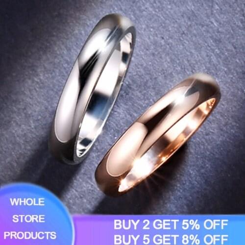 2020 New Rose Gold/White Gold Color Rings Unisex 4.5mm Thin Engagement Rings Fashion Jewelry For Men Women Dropshipping R050