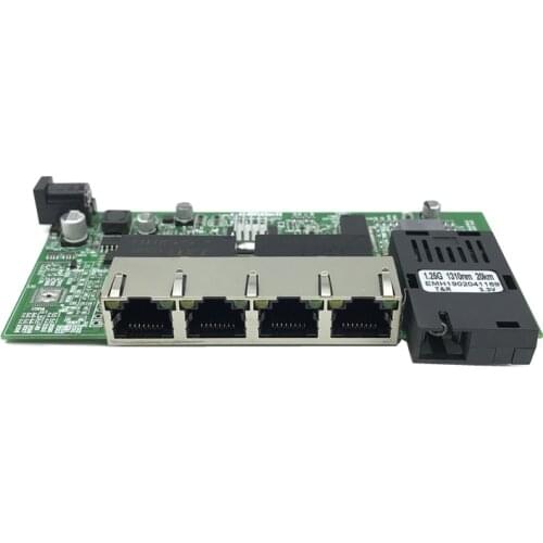 Reverse PoE 10/100/1000M Gigabit Ethernet switch Fiber Optical Single Mode 4 RJ45 and 2 SC fiber Motherboard1.25G 20KM