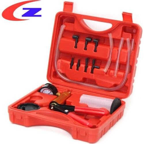 Pistol Pump Hand Held DIY Brake Fluid Vacuum GaugeBleeder Tools Vacuum Tester Kit Aluminum Pump Body Pressure Tool