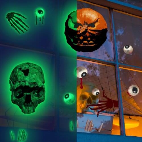 Halloween Luminous Wall Stickers for Home Party Scary Room Decor Wallstickers DIY Mural Skeleton Pumpkin Halloween Decorations