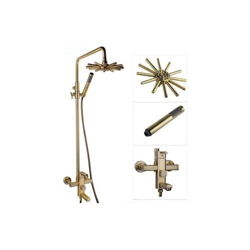 Vintage Classic Solid Brass Wall Mounted Lifting Shower Set Black Oil Rubbed Dual Handle with Stary / Round Shape Showerhead