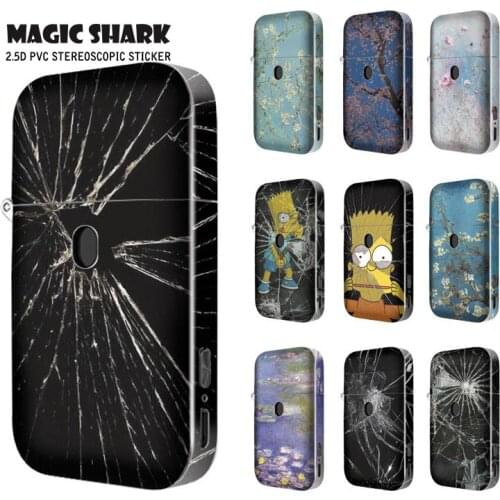 Magic Shark Flower Plum Blossom Shattered Glass Simpson Stereo 2.5d Vape Pod Wrap Film Skin Case Sticker For Aurora Play