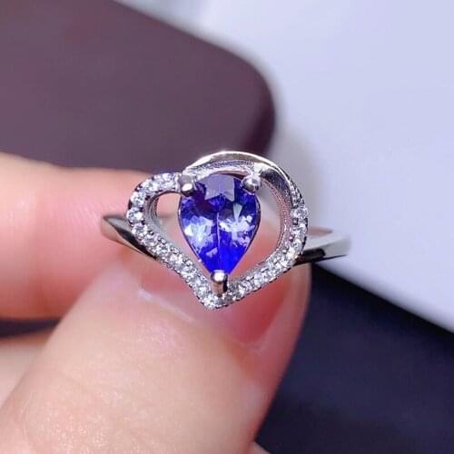 CoLife Jewelry 100% Natural Tanzanite Ring for Wedding 5mm*7mm Pear Cut Tanzanite Wedding Ring 925 Silver Tanzanite Jewelry