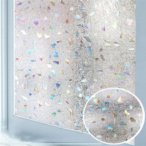 1Roll 3D UV Blocking Rainbow Sticker Waterproof Static Decorative Privacy Glass Film Non-Adhesive Window Sticker Home Decor Tool