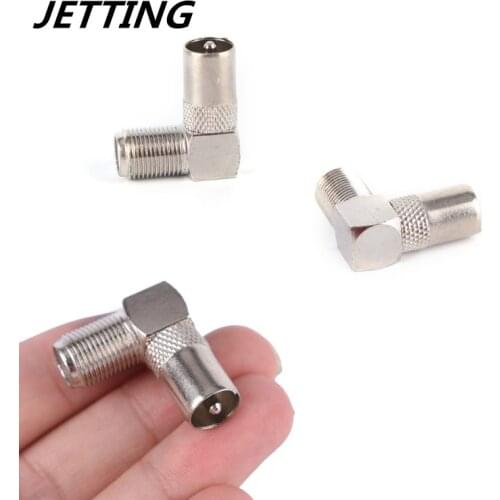 1Pcs/ 2Pcs TV Aerial Cable Connector Aluminium Alloy 90 Degree Right Angled Plug To Socket Coax Cable RF Coaxial
