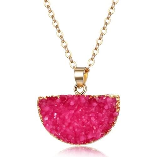 1PC European Resin Pendant Necklace Women Handmade Geometric Semicircle Necklace for Female Girl Fashion Collar Chains N227