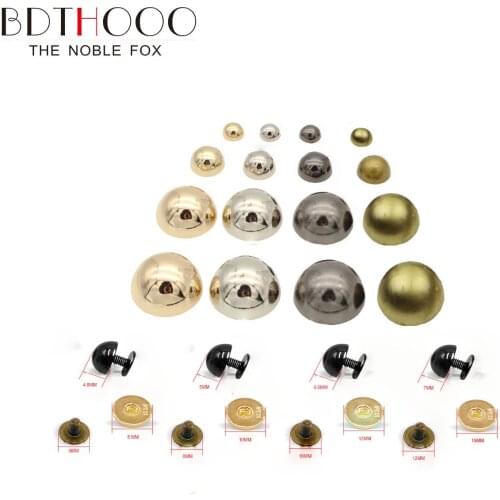 10sets Round Metal Bottom Screw for Bags 8mm 10mm 12mm 15mmMushroom nail DIY Bags Accessories Rivets Wear protection Bag Feet