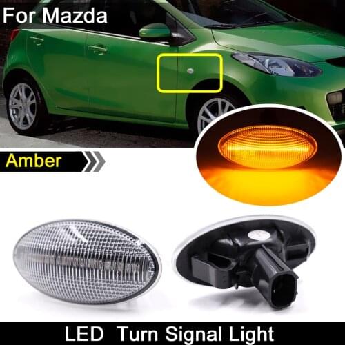 2Pcs For Mazda 2 Mazda 3 Mazda 5 Mazda 6 BT-50 MPV II Clear Lens Car Front LED Side Marker Light Amber Turn Signal Lamp