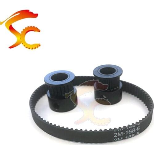 2PCS GT2 20 teeth timing pulley bore 8mm Aluminium oxidation black +1PCS Timing belt GT2 168mm width 6mm