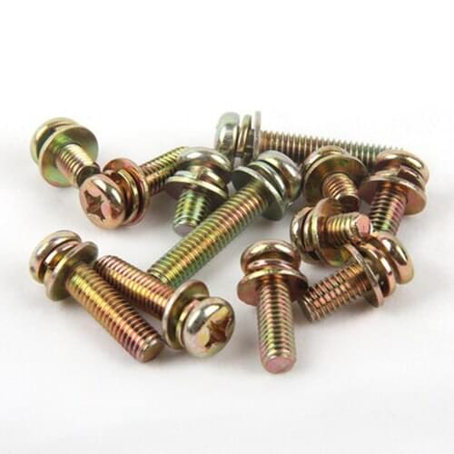 20Pcs M6 M8 (10mm-30mm Length) Combination Screw Phillips Round Head Washer Screws PHIL Bolts Color Zinc