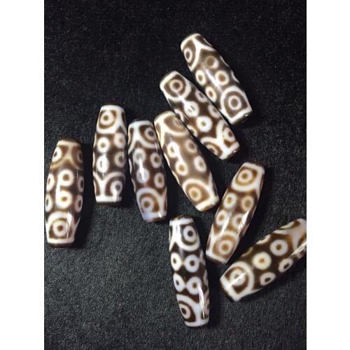 2018 Top Selling Fengshui Dz Ji bead 12mm*38mm 18 eyed Dzi Natural Agate Stone Tibetan Beads For Jewelry Making Free shipping