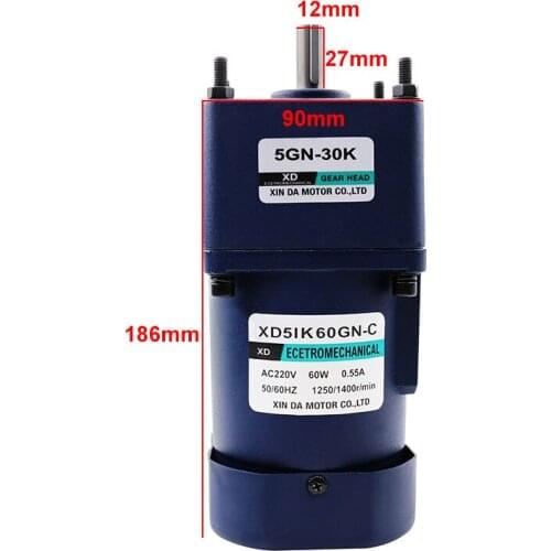 220 v ac motor 60 w single-phase motor gear reduction micro slow 12 axis motor and reversing motor at low speed motor