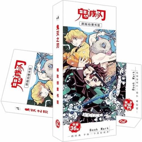 36Pcs/Set Demon Slayer: Kimetsu no Yaiba Anime Paper Bookmark DIY Cartoon Bookmarks Book Holder Anime Around