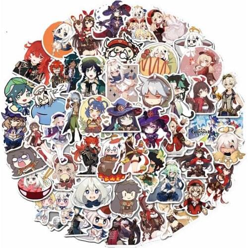 50Pcs Hot Game Genshin Impact Stickers For Refrigerator Suitcase Snowboard Laptop Scrapbook Waterproof PVC Graffiti Toy Sticker