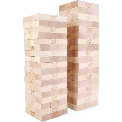 54 Pcs Wooden Blocks Stacking Board Game Tumbling Timber Tower Building Blocks Toy Kids Game Toppling Games