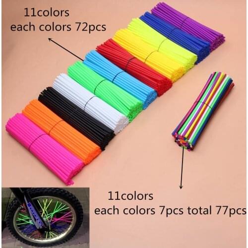 72Pcs 9.33" Motorcycle Dirt Bike Wheel Rim Spoke Skins Covers Wrap Tubes Decor Protector Kit Wheel Protection 10colors